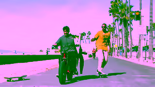 SMKFLWR A quick skate with Boo Johnson from SMKFLWR to the pier in Huntington Beach Ad Commercial Brand Imagery Photoshoot 2