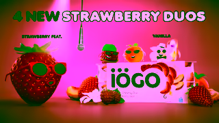 iOGO iGO Creamy Strawberry Duo Ft Raspberry Peach Vanilla and Banana Made with real fruit Ad Commercial Brand Imagery Photoshoot 1