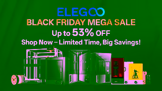 ELEGOO ELEGOO Black Friday Mega Sale Live Now Up to 53 OFF on 3D Printers Materials More Ad Commercial Brand Imagery Photoshoot 2