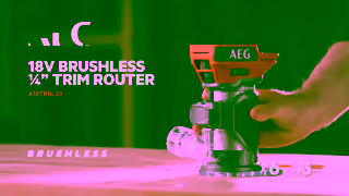 AEG Power Tools AEG 18V Brushless 14 Trim Router A18TRBL20 in action Ad Commercial Brand Imagery Photoshoot 2