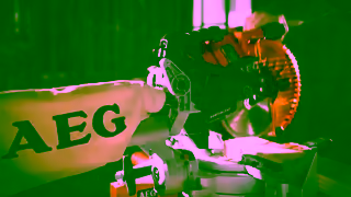 AEG Power Tools AEG 18V 184mm Brushless Slide Compound Mitre Saw PSD18B184X0 in action Ad Commercial Brand Imagery Photoshoot 0