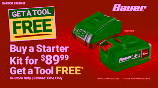 Harbor Freight Bauer Deal Buy A Bauer 5 Ah Battery Charger Starter Kit Get A Tool Free Harbor Freight Ad Commercial Brand Imagery Photoshoot 1