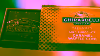 Ghirardelli Milk Chocolate Caramel Waffle Cone SQUARES Ghirardelli Chocolate Company Ad Commercial Brand Imagery Photoshoot 0