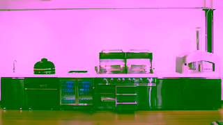 Grill King Ultimate BBQ Paradise Element Twin Hood 8B Outdoor Kitchen in 304 Stainless Steel White Stone Ad Commercial Brand Imagery Photoshoot 2