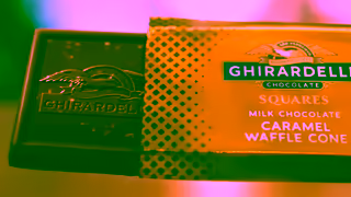 Ghirardelli Milk Chocolate Caramel Waffle Cone SQUARES Ghirardelli Chocolate Company Ad Commercial Brand Imagery Photoshoot 0