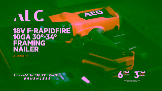 AEG Power Tools AEG 18V FRAPIDFIRE 10Ga 30 34 Framing Nailer A18F10N0 in action Ad Commercial Brand Imagery Photoshoot 2