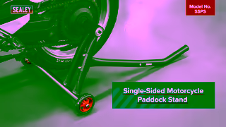 SEALEY Tools Sealey SSPS SingleSided Motorcycle Paddock Stand Quick Safe Secure Lifting Ad Commercial Brand Imagery Photoshoot 0