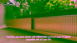 VIVIDSTORM Stylish SpaceSaving and SuperSmart The VIVIDSTORM Laser TV Cabinet Geneva for the Modern Home Ad Commercial Brand Imagery Photoshoot 0