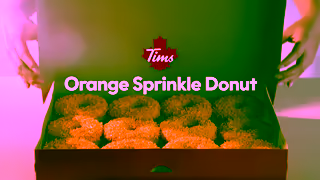 Tim Hortons Orange Sprinkle Donut 2025 Ad Commercial Brand Imagery Photoshoot 0