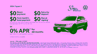 Volkswagen MY24 November More Squiggly Tiguan S STD 379 Lease or 0 APR 60M Lim Inv 12 30 Ad Commercial Brand Imagery Photoshoot 2
