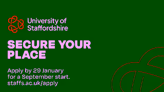 University of Staffordshire University of Staffordshire Get ahead of 29 January deadline Apply now Ad Commercial Brand Imagery Photoshoot 2
