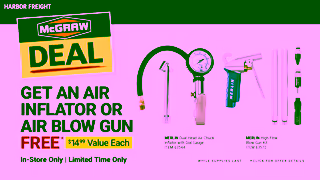 Harbor Freight McGraw Deal Buy A 3 Gallon Compressor Get An Air Inflator Or Blow Gun Free Harbor Freight Ad Commercial Brand Imagery Photoshoot 2