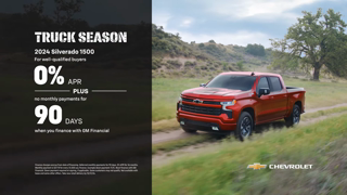 SoCal Chevy Get 0 APR financing on a 2024 Silverado 1500 PLUS no payments for 90 days during Truck Season Ad Commercial Brand Imagery Photoshoot 2