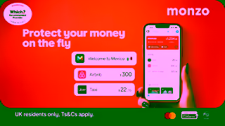 Monzo Bank Protect your money on the fly with Monzo UK residents TsCs and Mastercards exchange rate apply Ad Commercial Brand Imagery Photoshoot 0