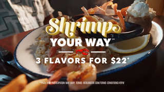 Red Lobster Flavor up with Shrimp Your Way and choose 3 shrimp preparations for just 22 Ad Commercial Brand Imagery Photoshoot 2